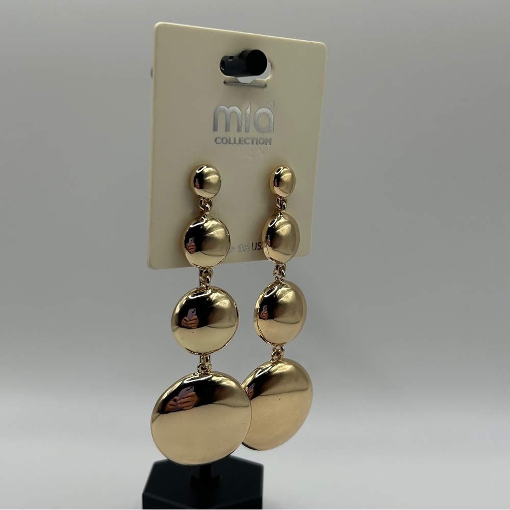 Shiny Gold Disc Statement Earrings